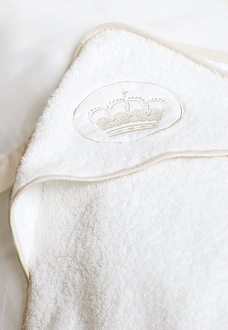 Полотенце с капюшоном "QUEEN", р-р: 100х100см, белый/бежевый вид 2