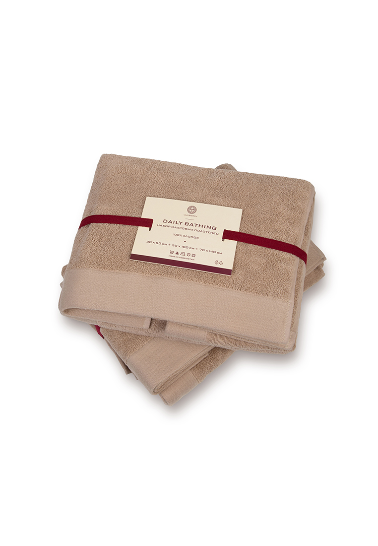 Полотенце  "DAILY BATHING",махра, кофейный пломбир, Узбекистан вид 2