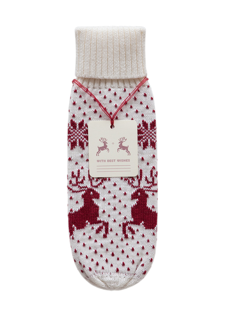 Декоративный чехол на  бутылку "Олень", цвет: белый/бордо вид 3