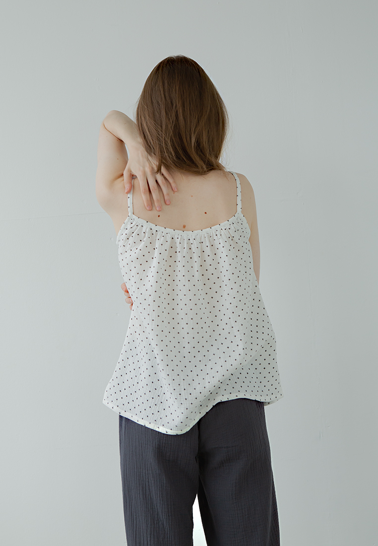 Топ на бретельках "Муслин и комфорт" 100% хлопок(муслин), чёрный крестик/белый вид 3