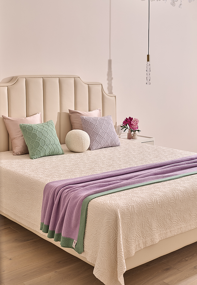 Плед с кантом  "TULIP", р-р: 150 х 200см, ТМ "Luxberry" цвет:фиалка/базилик вид 5