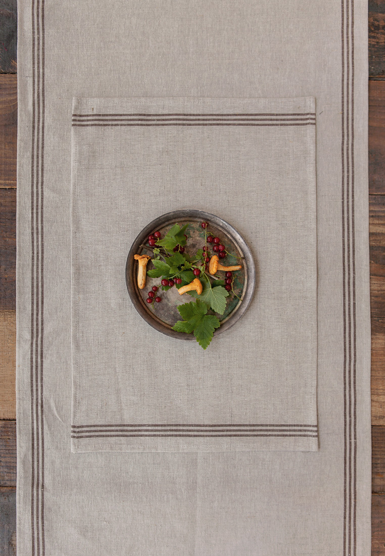 Плейсмет "LINEN LINE", ТМ "Luxberry", Лён 57%, хлопок 43% , натуральный с коричневыми полосами вид 5