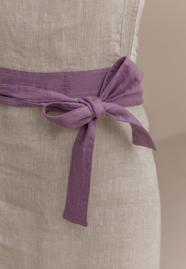 Фартук с вышивкой "VIOLA" в мешочке, 100% лен, натуральный/лавандовый вид 2