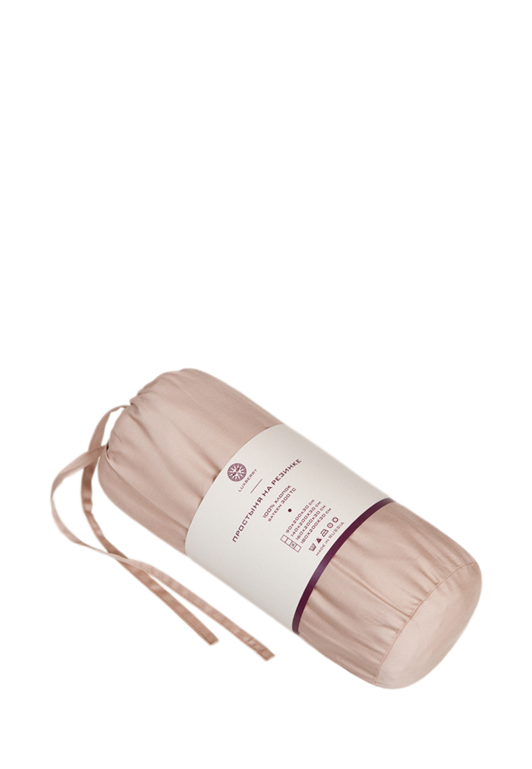 Простыня на резинке в тубусе (SR), хлопок 100% сатин, крем-брюле вид 4