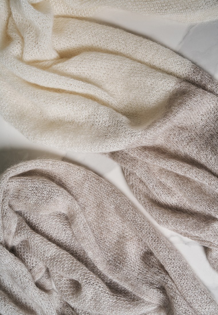 Палантин мохеровый, 65% мохер, 33% полиамид, 2% шерсть, цвет: тауп/экрю вид 7