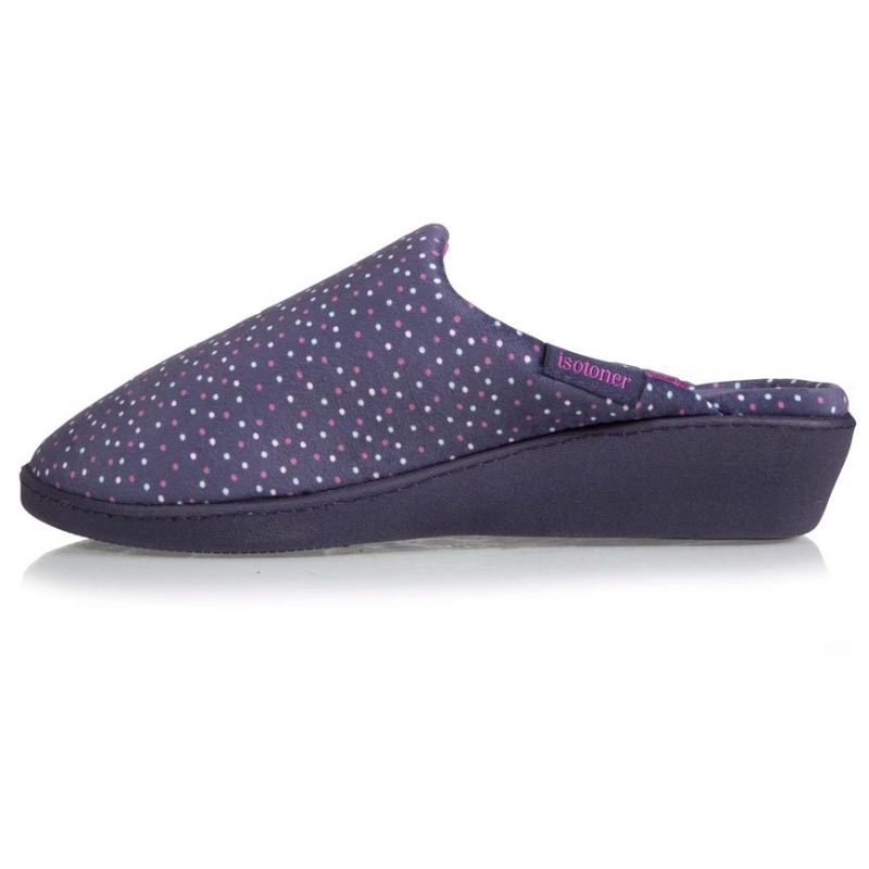 93863 Тапочки на танкетке Эрго на резине  Велюр Горох/Pois вид 3