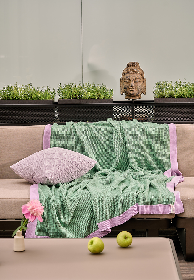 Плед с кантом  "TULIP", р-р: 150 х 200см, ТМ "Luxberry" цвет:базилик/фиалка