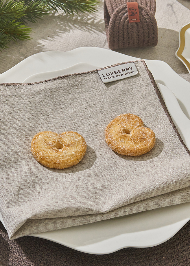 Сервировочная салфетка LINEN, р-р 40х40 см.,30% лён, 40% хлопок, 30% вискоза,натуральный/шоколадный вид 6