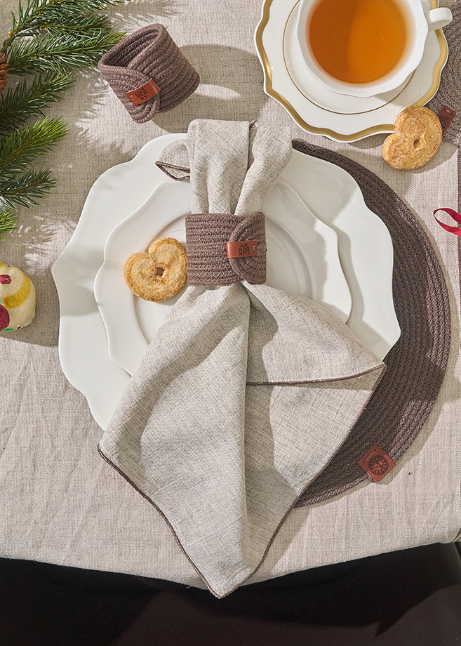 Сервировочная салфетка LINEN, р-р 40х40 см.,30% лён, 40% хлопок, 30% вискоза,натуральный/шоколадный