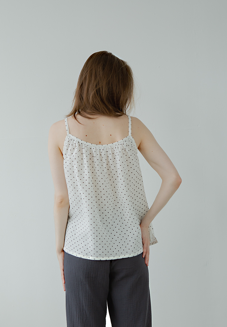 Топ на бретельках "Муслин и комфорт" 100% хлопок(муслин), чёрный крестик/белый вид 2