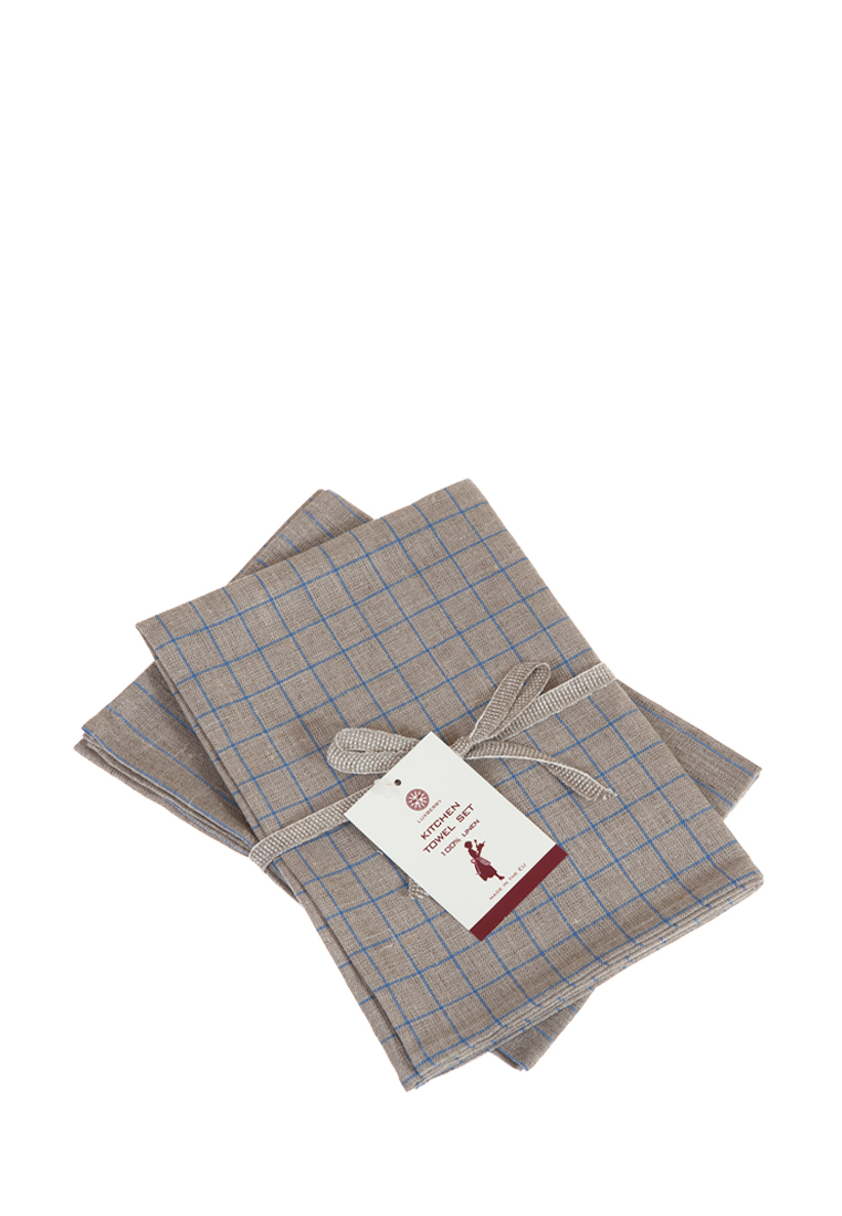 Комплект из 2-х полотенец "TIMELESS maxi" р-р: 2 х(50x70см), цвет:  натуральный/синий