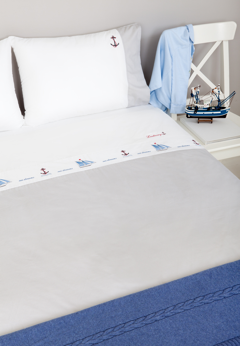 Пододеяльник "SEA DREAMS", перкаль, р-р: 150x210см, цвет: белый/синий вид 2