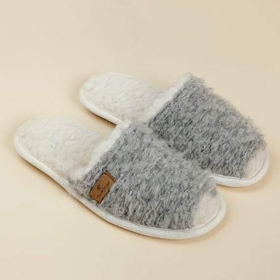 Туфли комнатные шлепанцы Соренто (серый букле MIX) вид 2