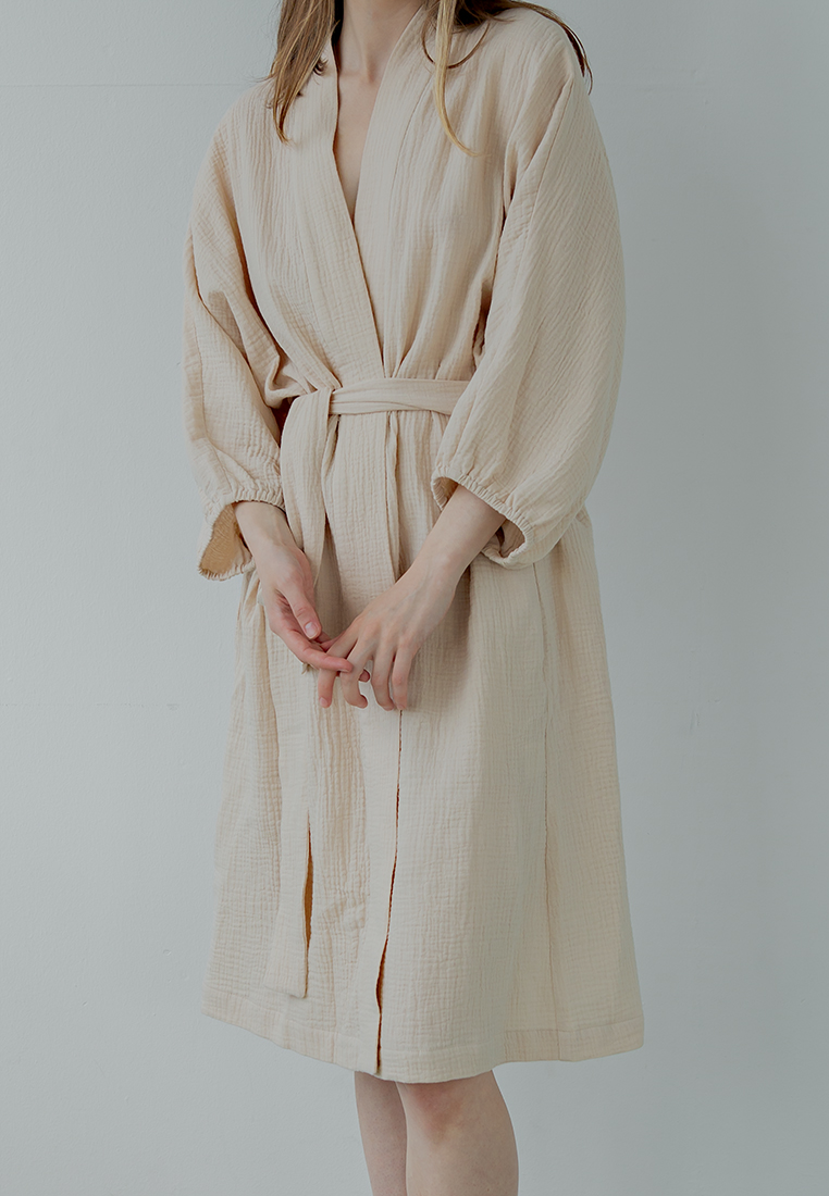 Халат "Муслин и комфорт" 100% хлопок(муслин), экрю вид 4