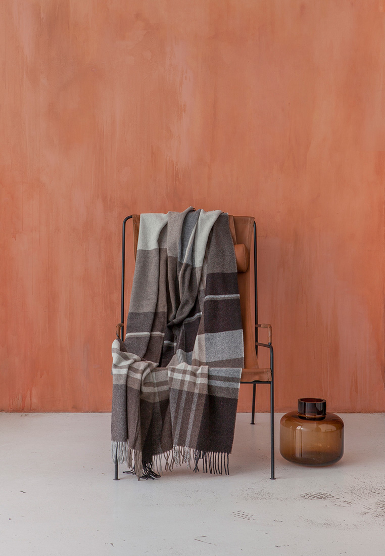 Плед шерстяной STORY , Шерсть 100%, цвет: бежевый/серый/коричневый