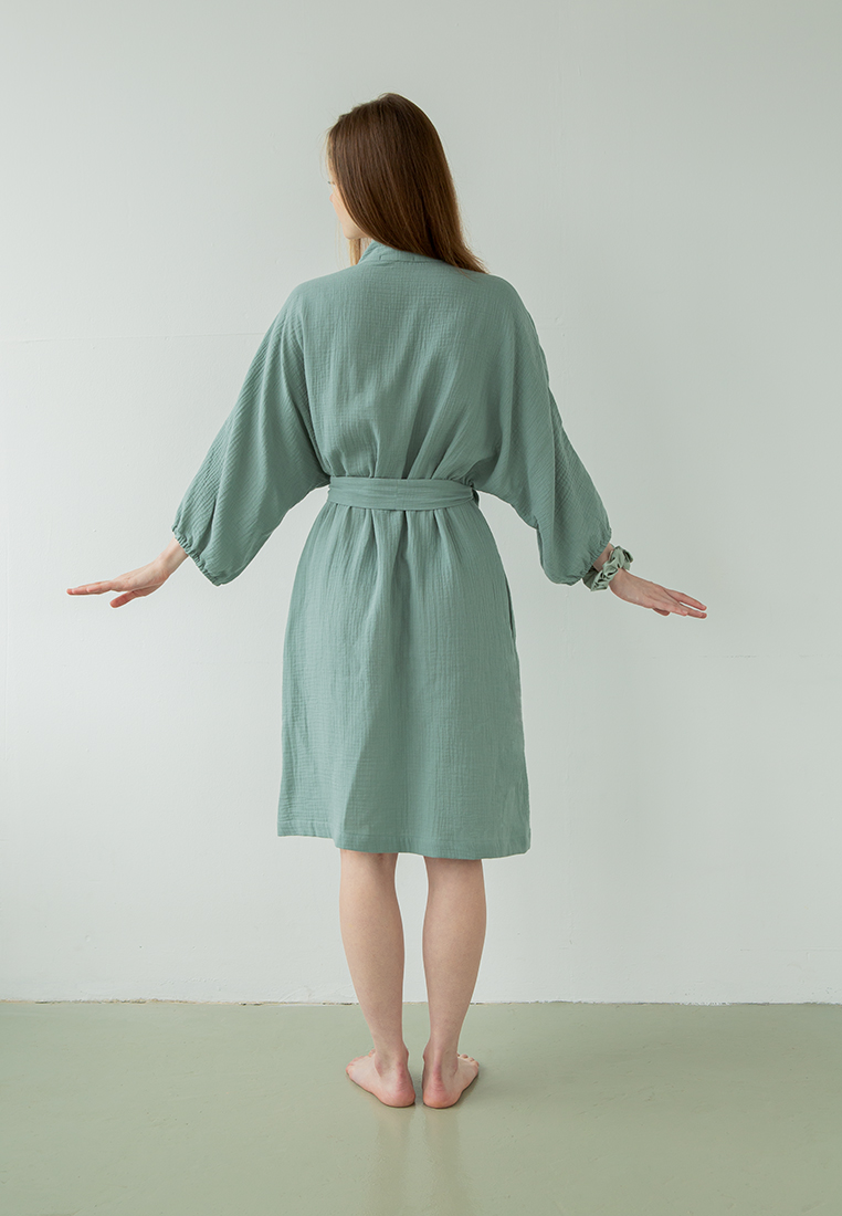 Халат "Муслин и комфорт" 100% хлопок(муслин), пыльно-бирюзовый вид 5