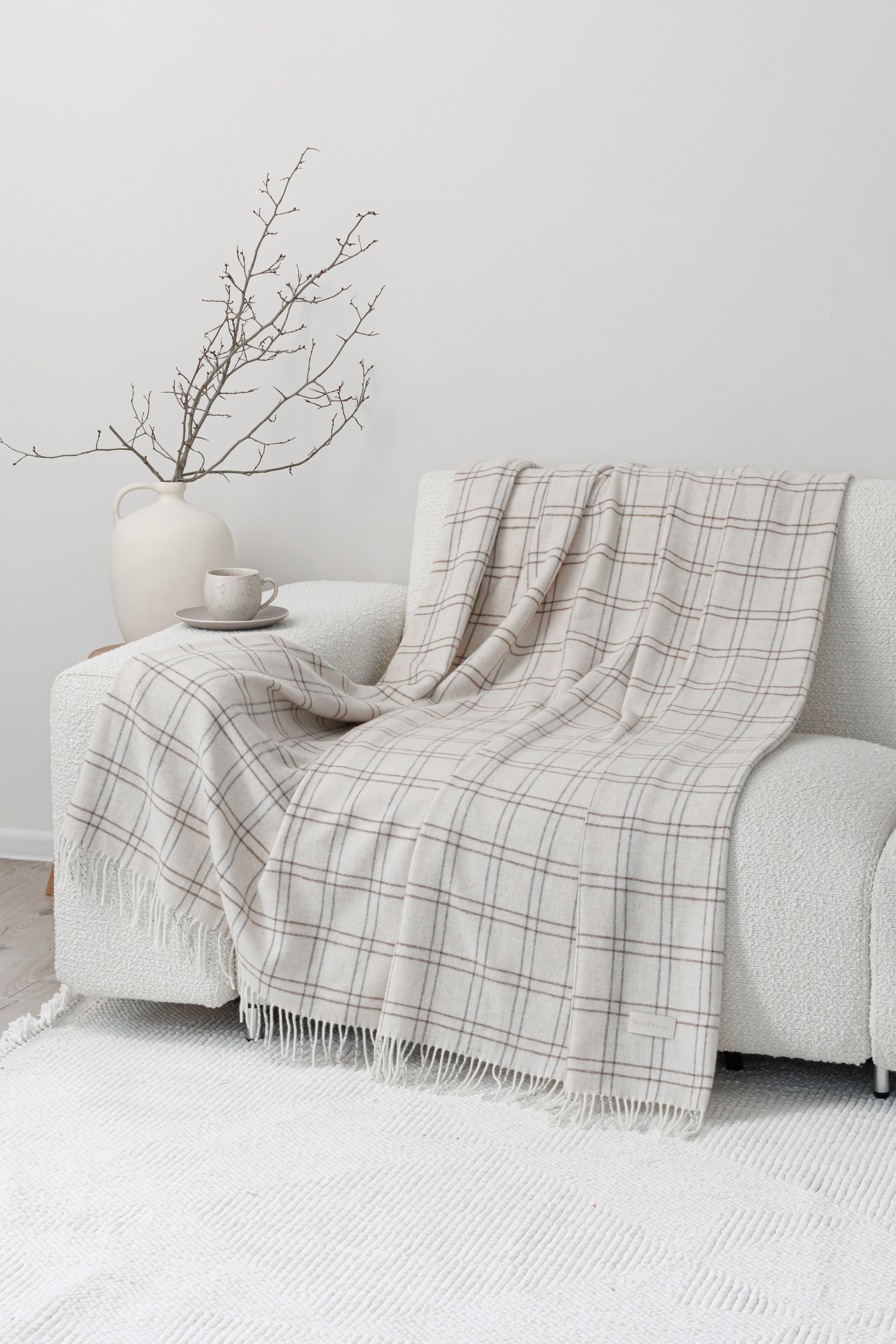 Плед "Гамлет" в подарочном кофре, шерсть 72%, хлопок 22%, полиэфир 6% цвет: экрю/серый/коричневый