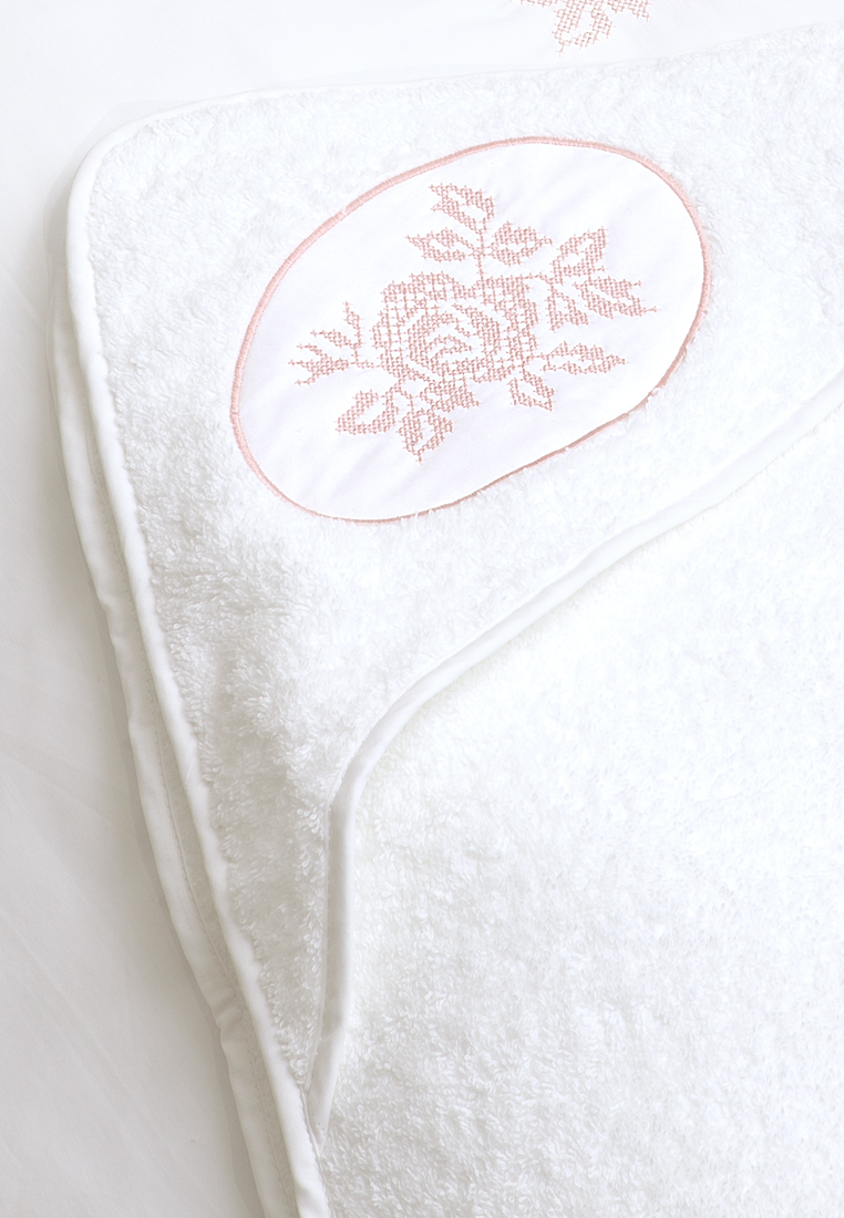 Полотенце с капюшоном "ROSE", р-р: 100х100см, белый/розовый вид 2
