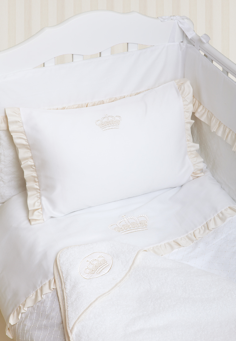 Детское постельное белье "QUEEN", р-р: 100x140,40х60,130х75х25см, цвет: белый/бежевый вид 2