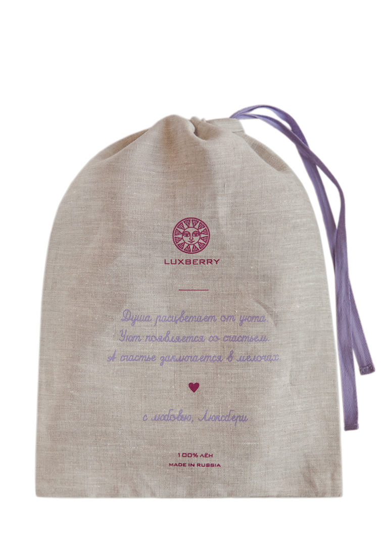 Фартук с вышивкой "VIOLA" в мешочке, 100% лен, натуральный/лавандовый вид 7