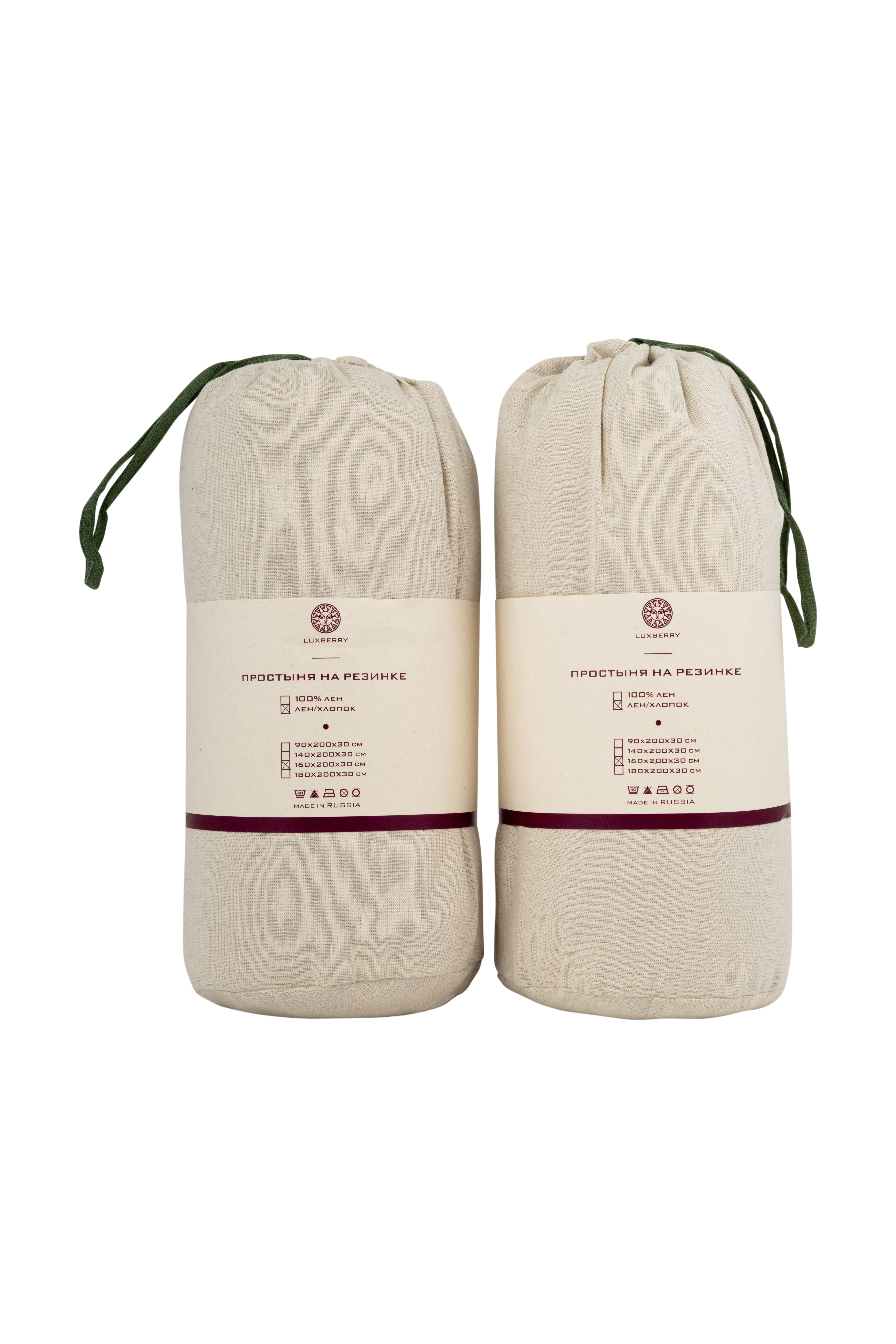 Простыня на резинке в тубусе (LR)(ВЕСТА), хлопок 70%, лён 30%, натуральный