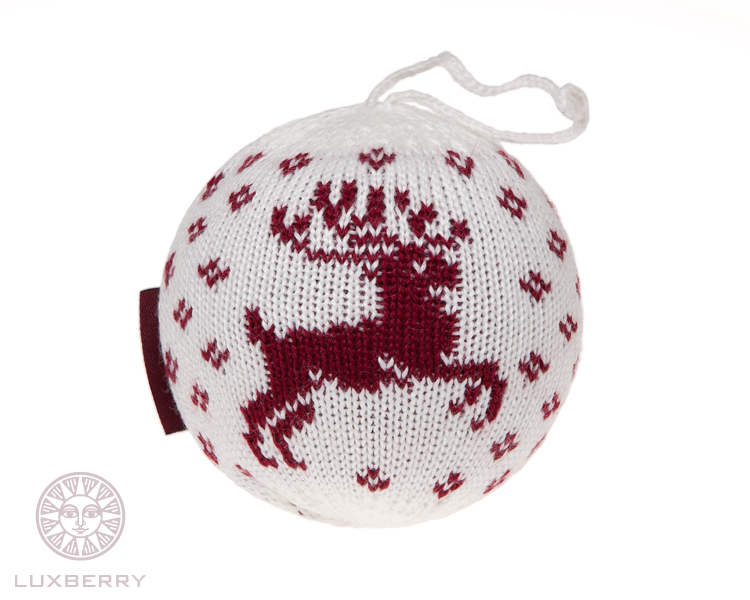 Декоративный шар "Олень", цвет: белый/бордо вид 2