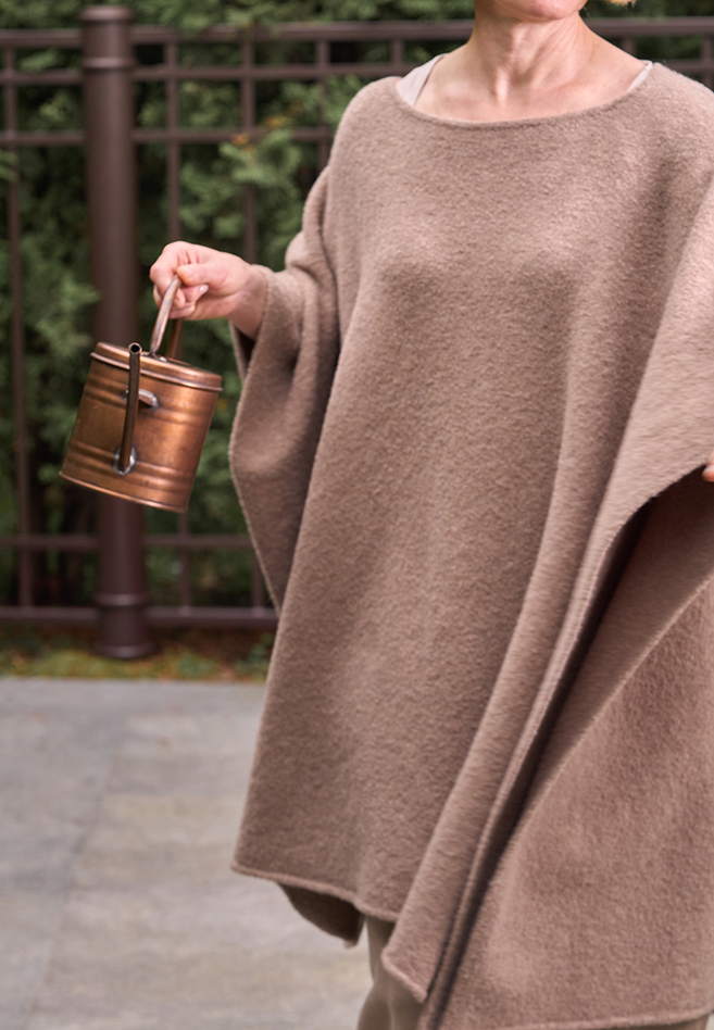 ПОНЧО, 77% шерсть мериноса, 22%, полиамид, 1% лайкра, бежевый вид 5