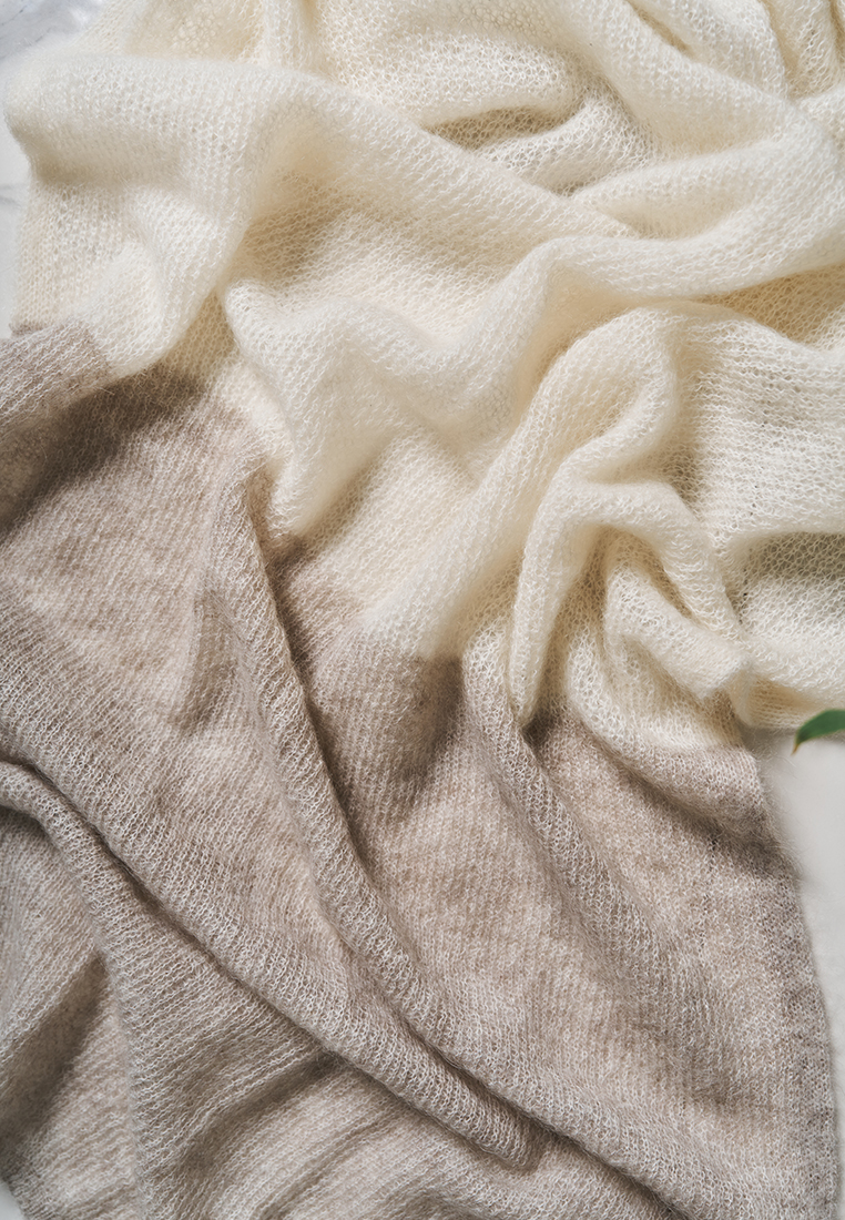 Палантин мохеровый, 65% мохер, 33% полиамид, 2% шерсть, цвет: тауп/экрю вид 2