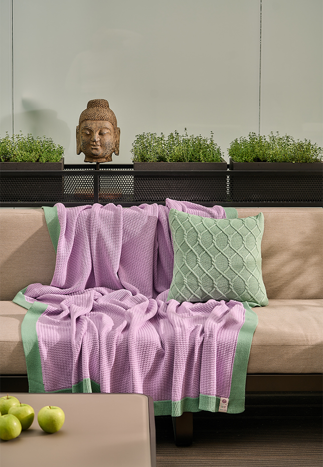 Плед с кантом  "TULIP", р-р: 150 х 200см, ТМ "Luxberry" цвет:фиалка/базилик