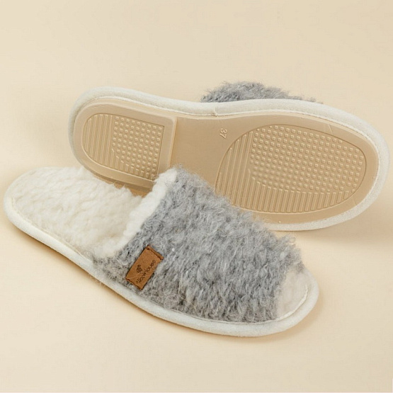 Туфли комнатные шлепанцы Соренто (серый букле MIX) вид 3