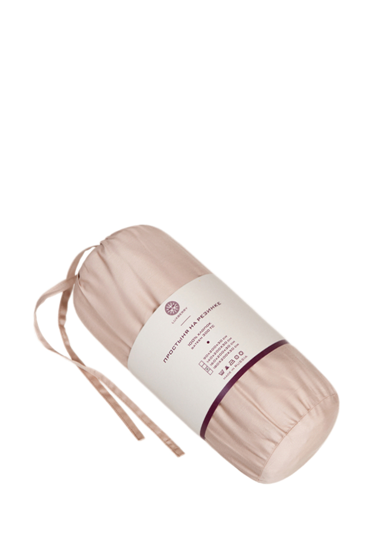 Простыня на резинке в тубусе, хлопок 100% сатин, телесный вид 2