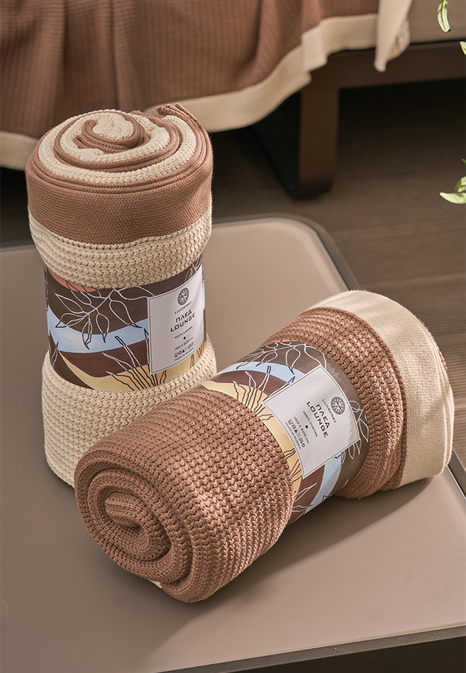 Плед с кантом  "LOUNGE", р-р: 150 х 200см, ТМ "Luxberry" цвет: льняной/мусс мокко вид 9