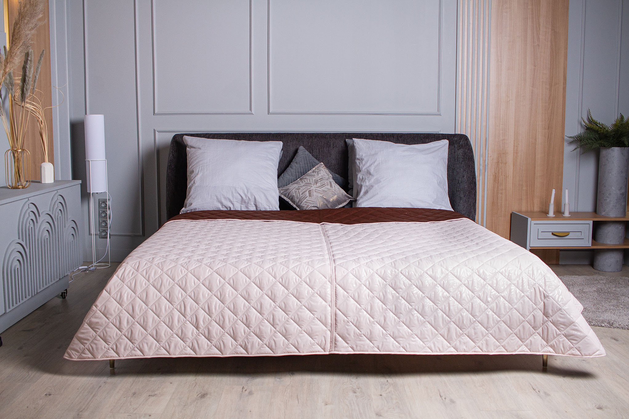 Покрывало двустороннее (100% полиэстер, цвет: шоколадный/бежевый) вид 2