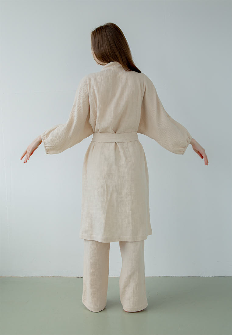 Халат "Муслин и комфорт" 100% хлопок(муслин), экрю вид 2