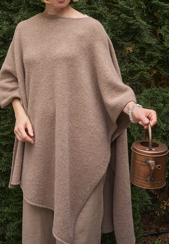ПОНЧО, 77% шерсть мериноса, 22%, полиамид, 1% лайкра, бежевый вид 9